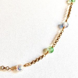 Sea Glass Inspired Round Bead Gold Brass Choker